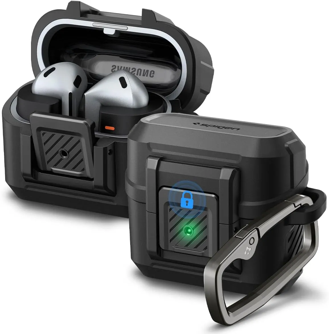 Spigen Lock Fit Designed for Samsung Galaxy Buds3 Pro and Buds 3 Case (2024) Cover with Secure Locking Protection - Matte Black