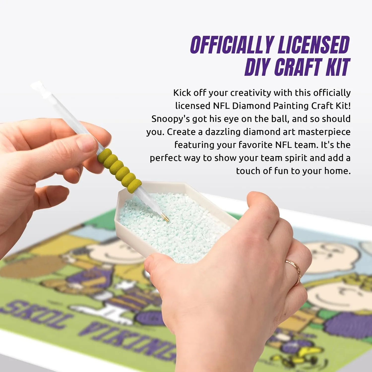 Sporticulture Snoopy Philadelphia Eagles NFL Diamond Painting Craft Kit – Officially Licensed DIY Fan Art, Includes Pre-Sorted Gems, Stylus, Tray, and Instructions – Perfect for Framing and Display