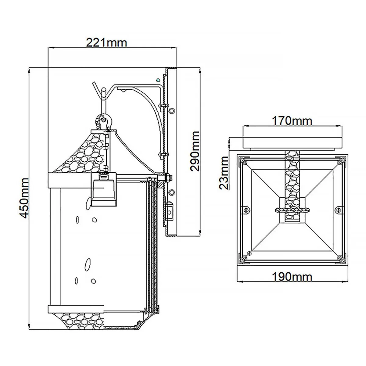Springfield 1 Light Medium Wall Lantern | Distressed Black