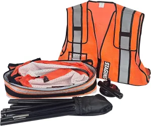 Staging Compact GoBag Emergency Response Kit, Tactical Gear with Low Profile Handles, Includes Adjustable Vest, Flag Banner, Suction Base   Compact Design for First Responders, Orange