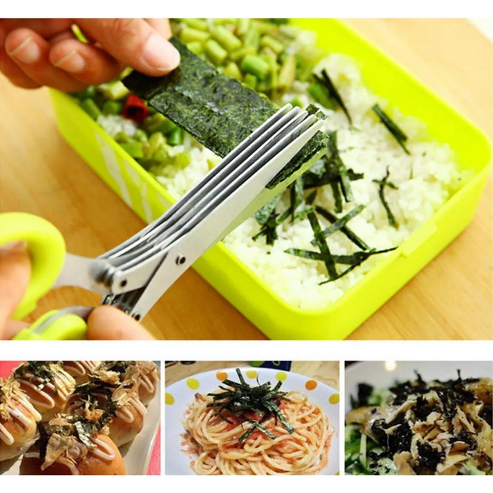 Stainless steel 5 Layer Scissors Multi tool,Durable, Safe easy Use, dishwasher safe, 5 blades