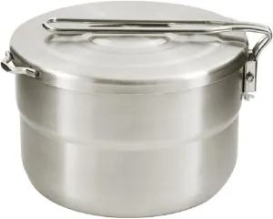 Stainless Steel Camping Cookware Camping Pot 304 Stainless Steel 1.5L Cooking Outdoor Camping Pan Pot with Lid and Folding Handle Quick Heating Stable Portable Camping Cookware