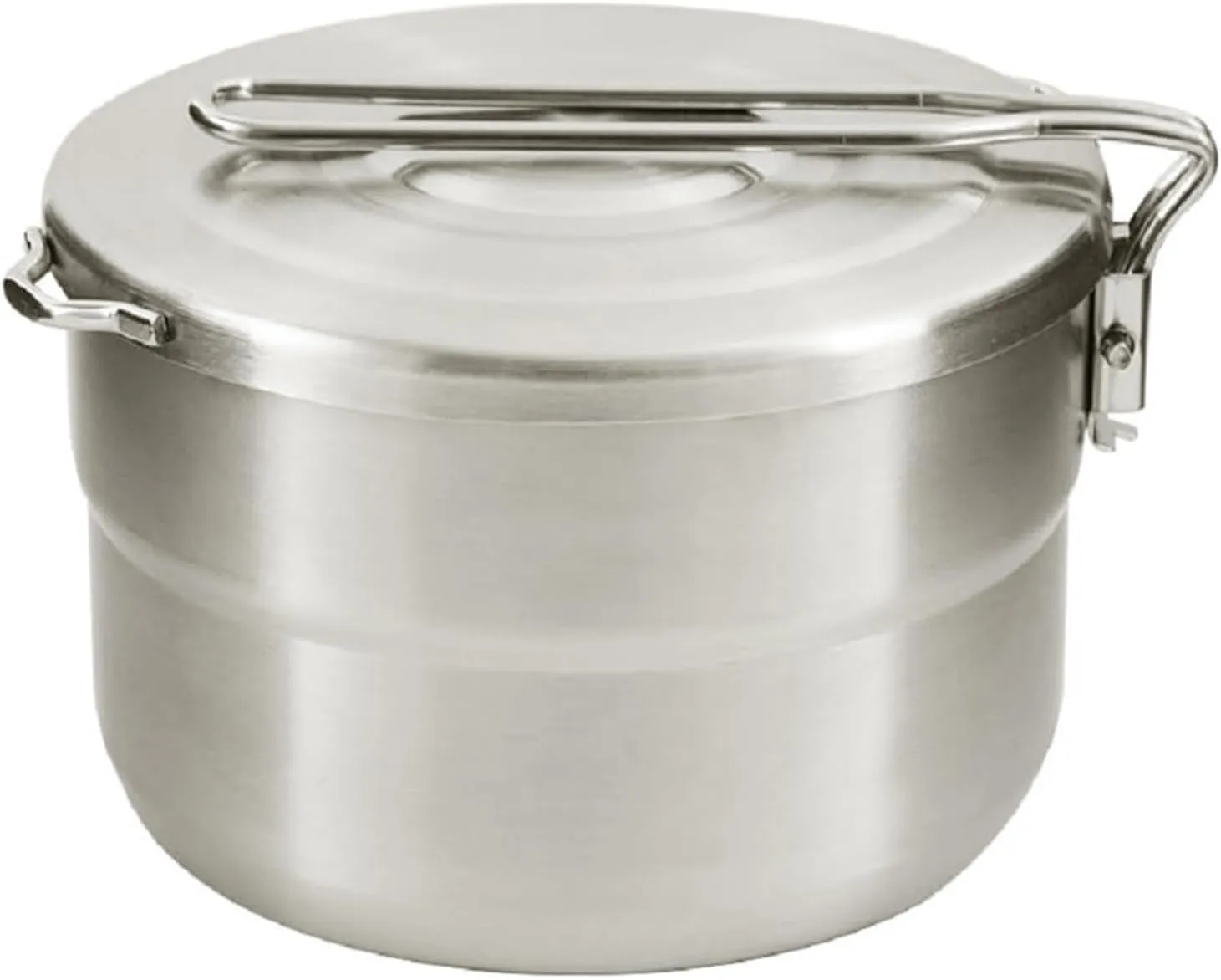 Stainless Steel Camping Cookware Camping Pot 304 Stainless Steel 1.5L Cooking Outdoor Camping Pan Pot with Lid and Folding Handle Quick Heating Stable Portable Camping Cookware