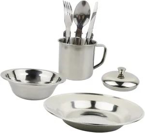 Stainless Steel Cookware Set Portable Camping Pots Utensils 2-Person Outdoor Cooking Kit