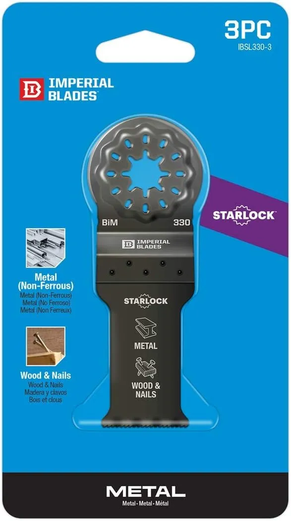 Starlock™ 1-1/8" Multi-Material Metal/Wood Oscillating Multi-Tool Blade, 3PC (Fits: Bosch and Fein. Also fits non-Starlock multi-tools: Milwaukee, Ridgid, Makita, Rockwell and more)