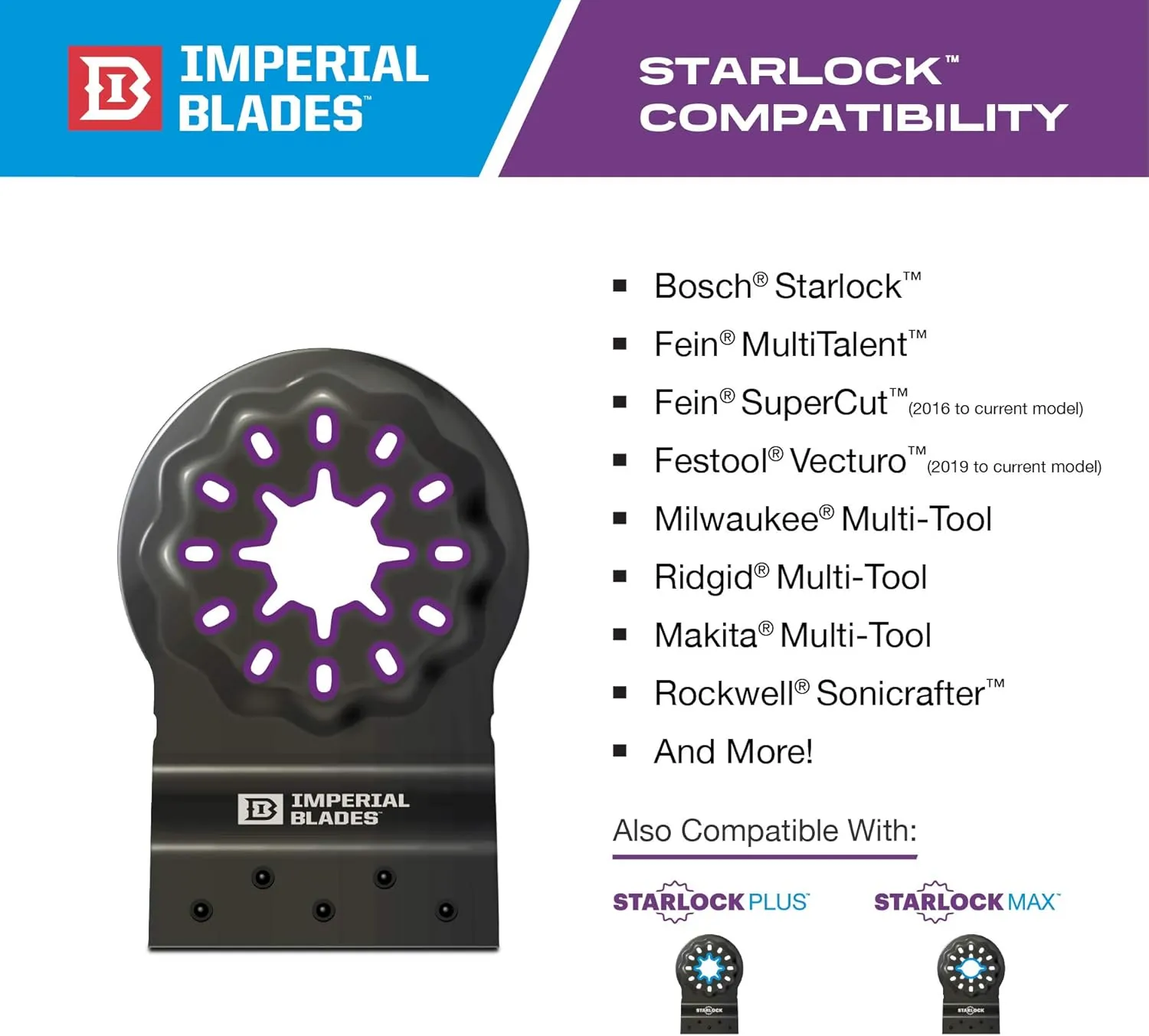 Starlock™ 1-1/8" Multi-Material Metal/Wood Oscillating Multi-Tool Blade, 3PC (Fits: Bosch and Fein. Also fits non-Starlock multi-tools: Milwaukee, Ridgid, Makita, Rockwell and more)