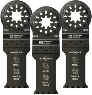 Starlock™ 1-1/8" Multi-Material Metal/Wood Oscillating Multi-Tool Blade, 3PC (Fits: Bosch and Fein. Also fits non-Starlock multi-tools: Milwaukee, Ridgid, Makita, Rockwell and more)