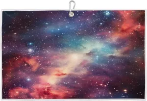 Starry Sky Golf Towel with Heavy Duty Carabiner Ultra Absorbent Quick Dry Perfect for Cleaning Clubs Balls Gear Essential Golf Accessory for Men Women Kids