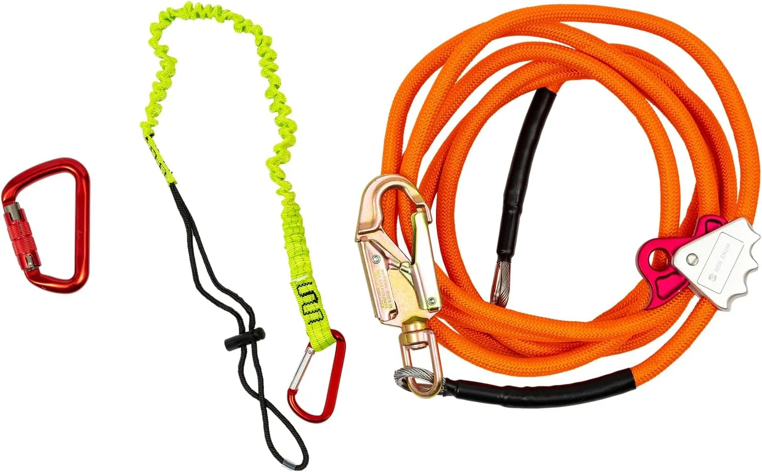 Steel Core Flip line Kit, Adjustable Steel Core Tree Climbing Harness Lanyard Flip line for Fall Protection, Arborist, Tree Climbers, with Triple Locking Carabiner and Storage Bag