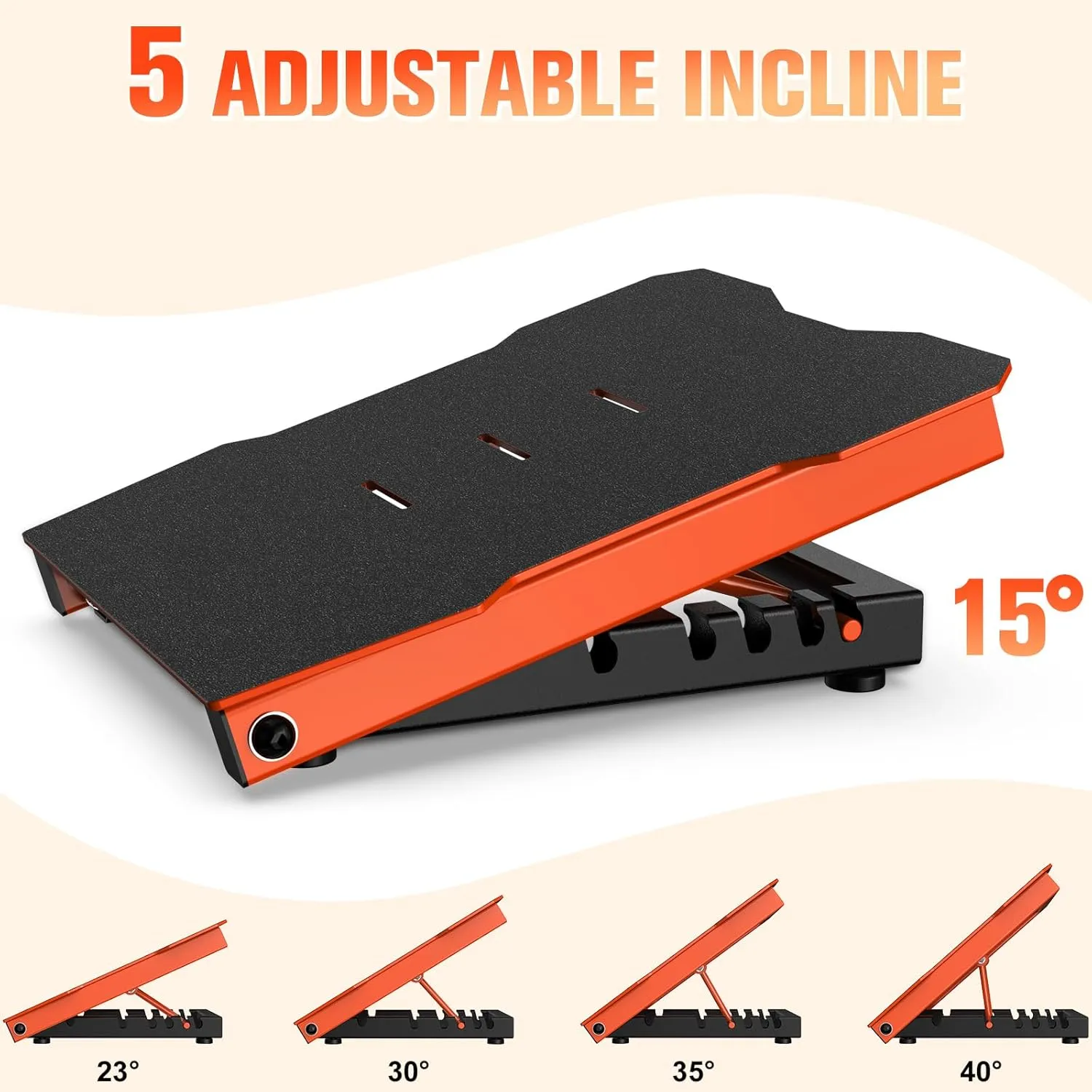 Steel Slant Board Calf Stretcher 600lbs Weight Capacity Squats Wedge 5 Adjustable Incline Balance Board for Foot Leg Hamstring Knees Ankle Heel Stretching Training for Home Gym or Commercial