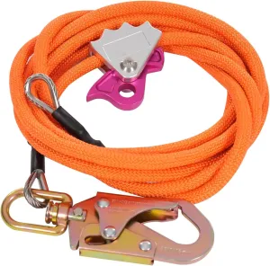 Steel Wire Core Flip Line Kit, 1/2 inch x 16 feet Wire Core Flipline with Triple Lock Carabiner and Steel Swivel Snap Wire Core Flipline System for Arborists Climbers