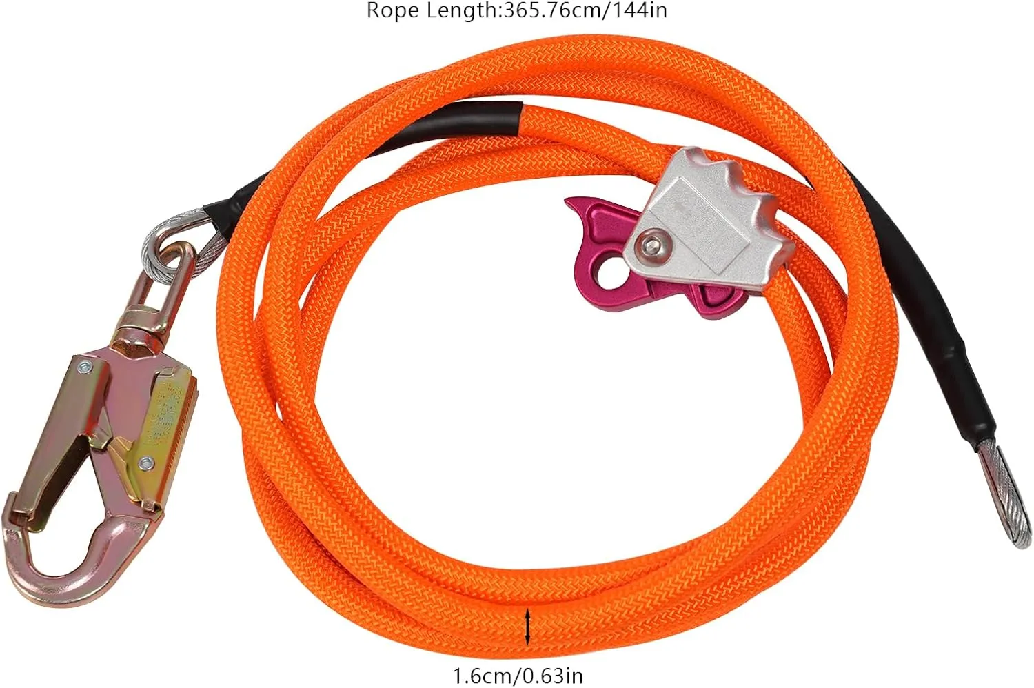Steel Wire Core Flip Line Kit, 5/8 inch x 12 feet Wire Core Flipline with Triple Lock Carabiner and Steel Swivel Snap Wire Core Flipline System for Arborists Climbers Tree Climbers