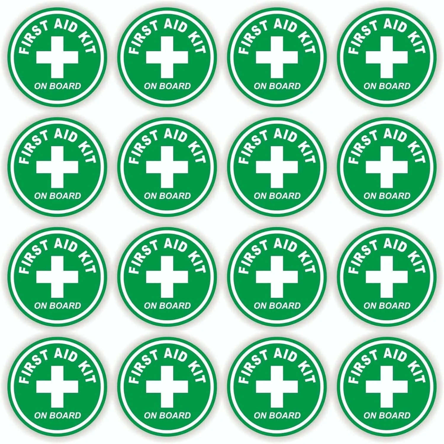 Stickers Decals Decorative 16 Pack of 2" Round - First Aid Kit on Board - Vinyl Stickers Decals - Lot Set