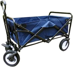 Storage Trolleys Folding Garden Trolley Cart Heavy Duty Trolley Wagon Multi-Function Shopping Cart for Outdoor Camping Beach Pull Truck with 4 Wheels, Load:100Kg (Blue)