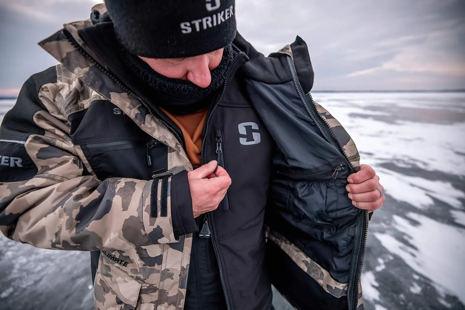 Striker Men’s Climate 3-in-1 Insulated, Waterproof Ice Fishing Jacket with Sureflote Flotation Technology