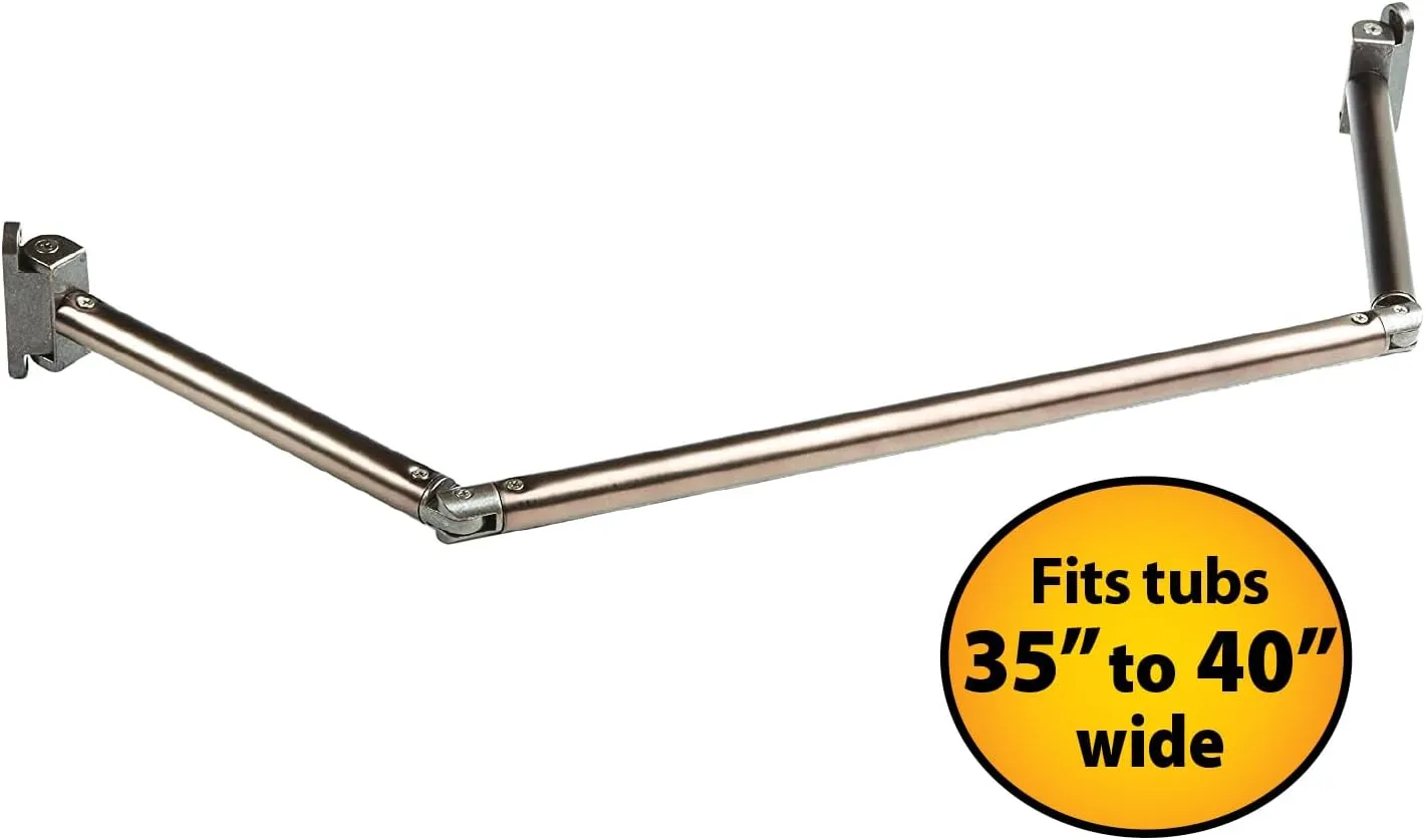 Stromberg Carlson EXT-3542S Extend-A-Shower RV Rod - Hinged Design for 35" to 40" Openings Flexible, Spacious, and Durable Shower Curtain Rod - Folding Mechanism for Compact Storage - Satin
