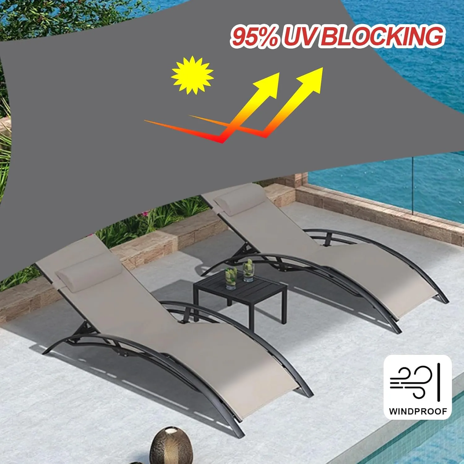 Sun Shade Sail Outdoor Patio, Waterproof & UV Blocking 6.5' x 10' Grey Rectangle Canopy Sunshade Tarps for Backyard, Deck (We Make Custom Size)