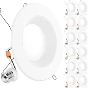 Sunco 12 Pack Retrofit LED Recessed Lighting 6 Inch, 2700K Soft White, Dimmable Can Lights, Baffle Trim, 13W=120W, 965 LM, Damp Rated.