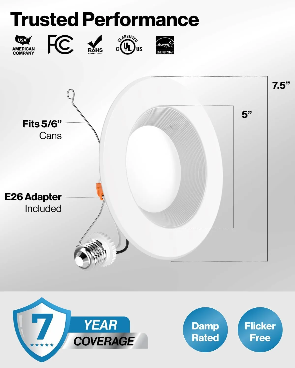 Sunco 12 Pack Retrofit LED Recessed Lighting 6 Inch, 2700K Soft White, Dimmable Can Lights, Baffle Trim, 13W=120W, 965 LM, Damp Rated.