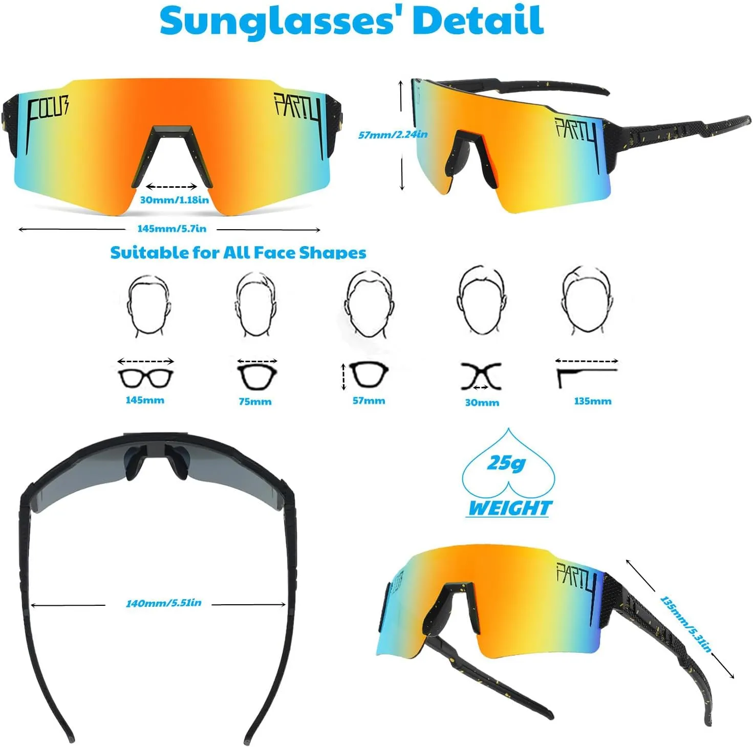 Sunglasses Womens Men Youth Polarized Sports UV400,Cycling Baseball Running Fishing Golf Hiking Skiing Driving