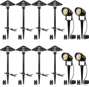 SUNVIE LED Landscape Lights 12V Aluminum Low Voltage Pathway Lights with Stake, Waterproof for Walkway Yard Garden, 12 Pack with Connectors