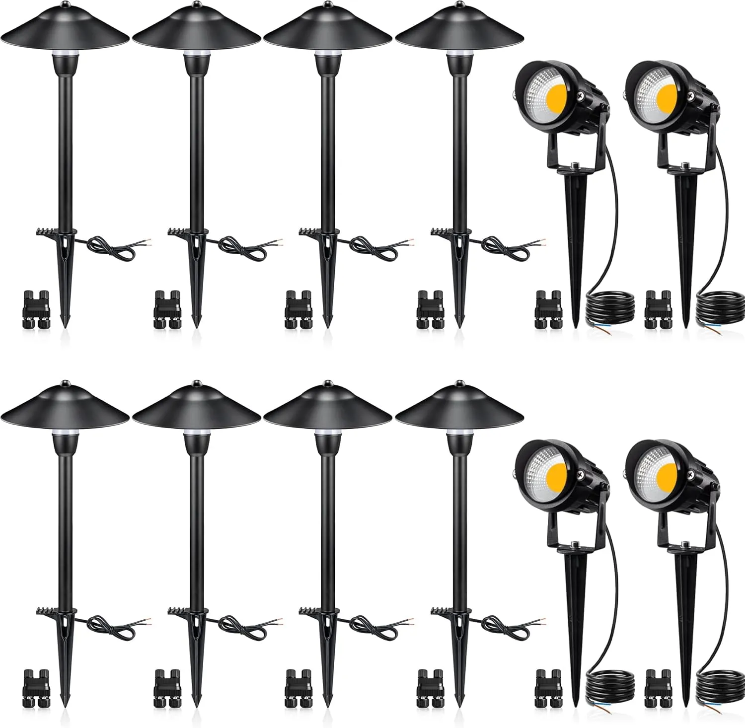 SUNVIE LED Landscape Lights 12V Aluminum Low Voltage Pathway Lights with Stake, Waterproof for Walkway Yard Garden, 12 Pack with Connectors
