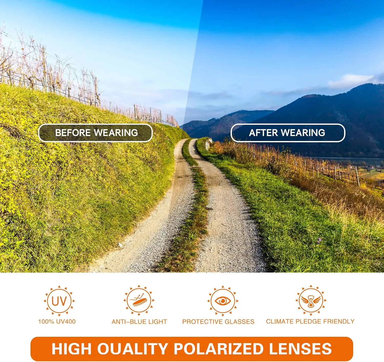 suoso Polarized Sports Sunglasses for Men: Women UV400 Protection Wrap Around Sun Glasses for Fishing Cycling Running TR90