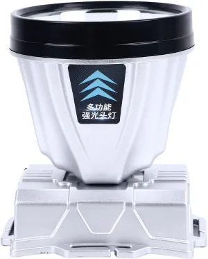 Super Bright Headlamp with Power Display 1600mAh Silver 2 Speed Dimming Rechargeable Portable Head Flashlight for Fishing White Light Dazzling That Clearl Super Bright (White Lighting)