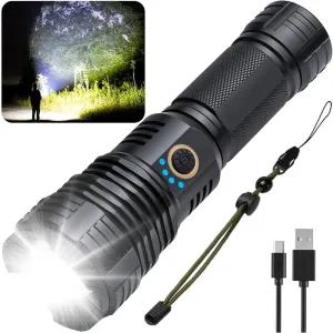 Swanlake LED Rechargeable Flashlight Super Bright High Lumens Tactical Flashlights, Zoomable Waterproof Flashlight 5 Modes for Emergencies, Camping, Hiking, Hunting(Small)