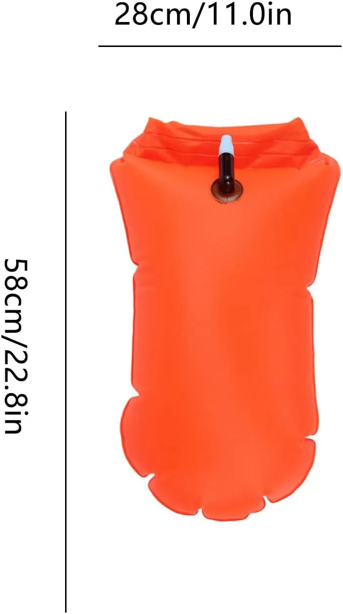 Swim Buoy, Inflatable Aid Float, Portable Dry Bag with Double Air Chambers, Safety Swimming Accessory for Beach Sports, Swimming Lessons, Lake Pool Use, Adults and School Training