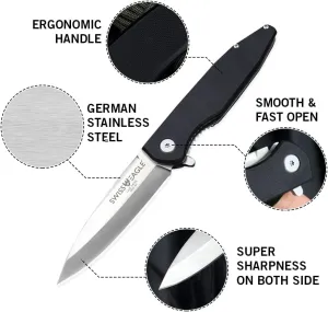 Swiss Eagle Defender Folding Knife EDC 3.62" Steel Balde G10 Tactical Handle Pocket Knife