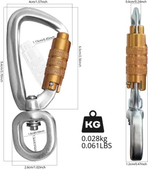Swivel Auto Self Lock Carabiner Aluminum 1/4pcs Carabiner