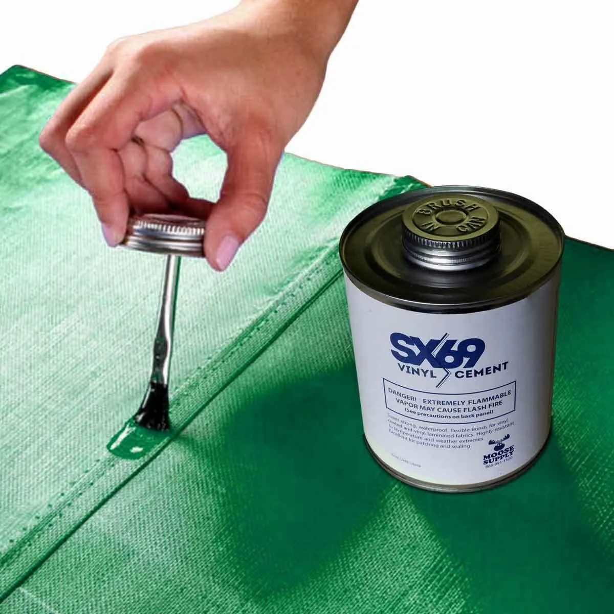SX 69 Vinyl Repair Kit | Inflatable Bounce House Repair Kit | Includes 16 Ounce Adhesive and Vinyl Roll | for Flexible, Waterproof Repairs of Tears, Punctures, and Holes