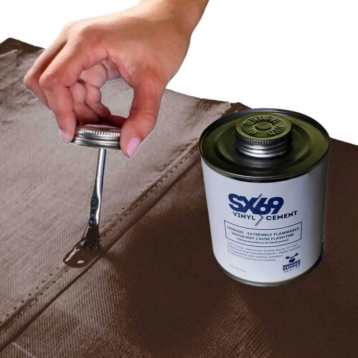 SX 69 Vinyl Repair Kit | Inflatable Bounce House Repair Kit | Includes 4 Ounce Adhesive and Vinyl Roll | for Flexible, Waterproof Repairs of Tears, Punctures, and Holes