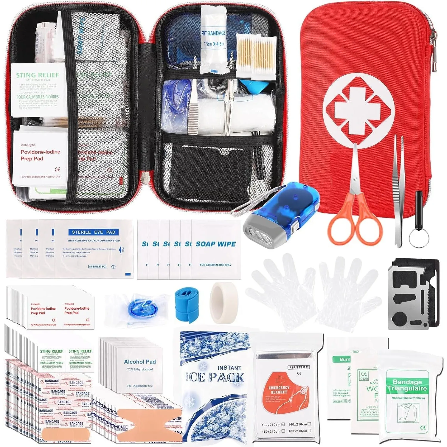SYOSI First Aid Kit, 338 Pcs Waterproof Emergency Kit Survival Gear Trauma Kit with Essential Emergency Medical Supplies, Suitable for Travel Home Office Vehicle Outdoor Camping Hiking