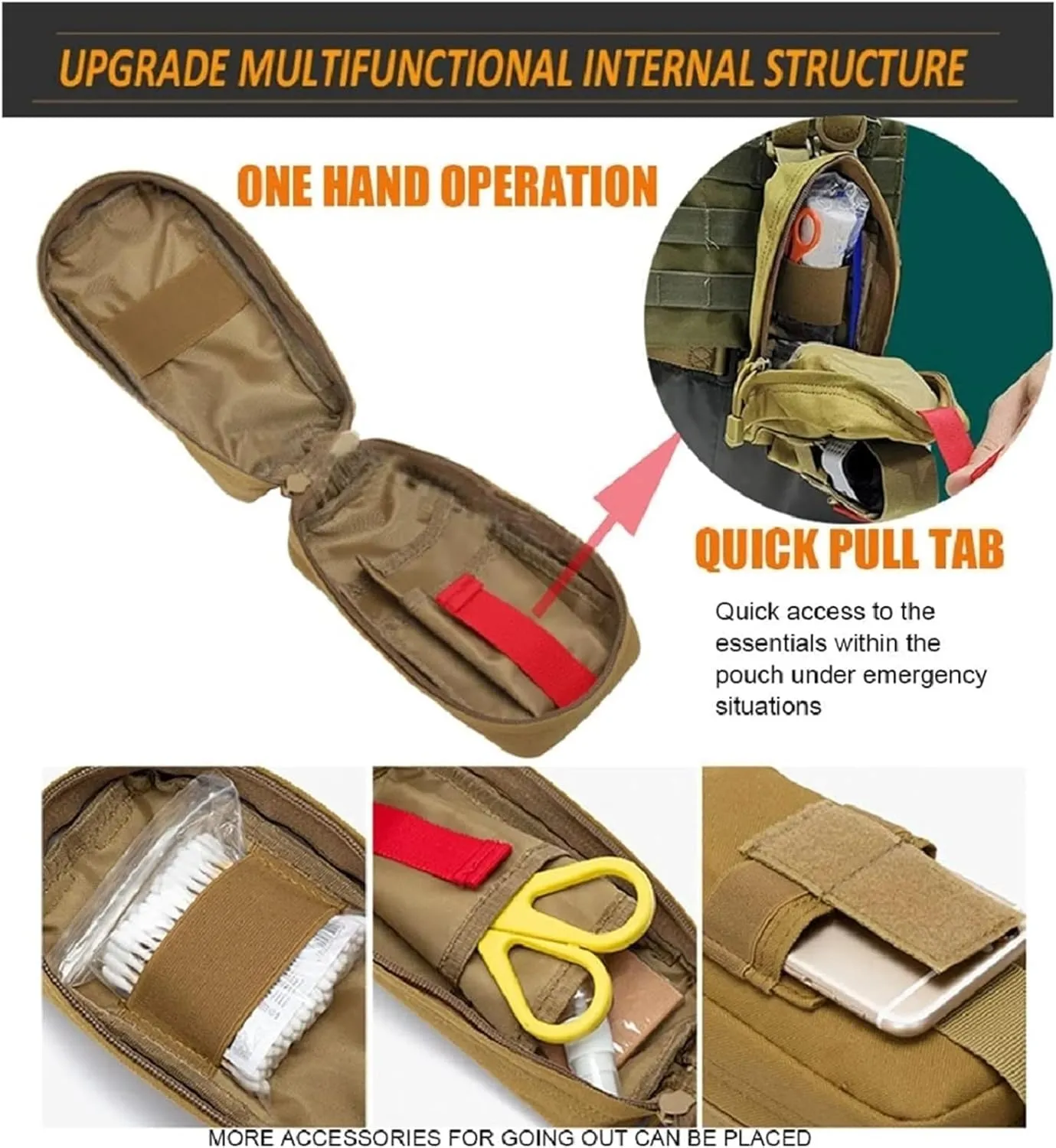 Tactical EMT First Aid Pouch Bag with Tourniquet Scissors Bandage Mini Medical Bag for Emergency IFAK Trauma Military Combat Portable Molle Military First Aid Kit(CP)