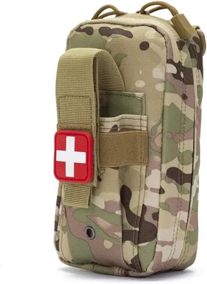 Tactical EMT First Aid Pouch Bag with Tourniquet Scissors Bandage Mini Medical Bag for Emergency IFAK Trauma Military Combat Portable Molle Military First Aid Kit(CP)