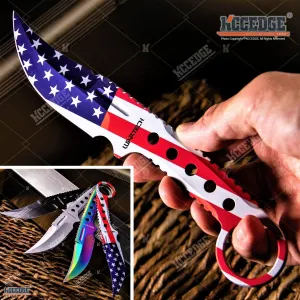 Tactical Knife Hunting Knife Survival Knife Full Tang Fixed Blade Knife Kydex Style Sheath Razor Sharp Edge Camping Accessories Camping Gear Survival Kit Survival Gear Tactical Gear 76407 (US Flag)