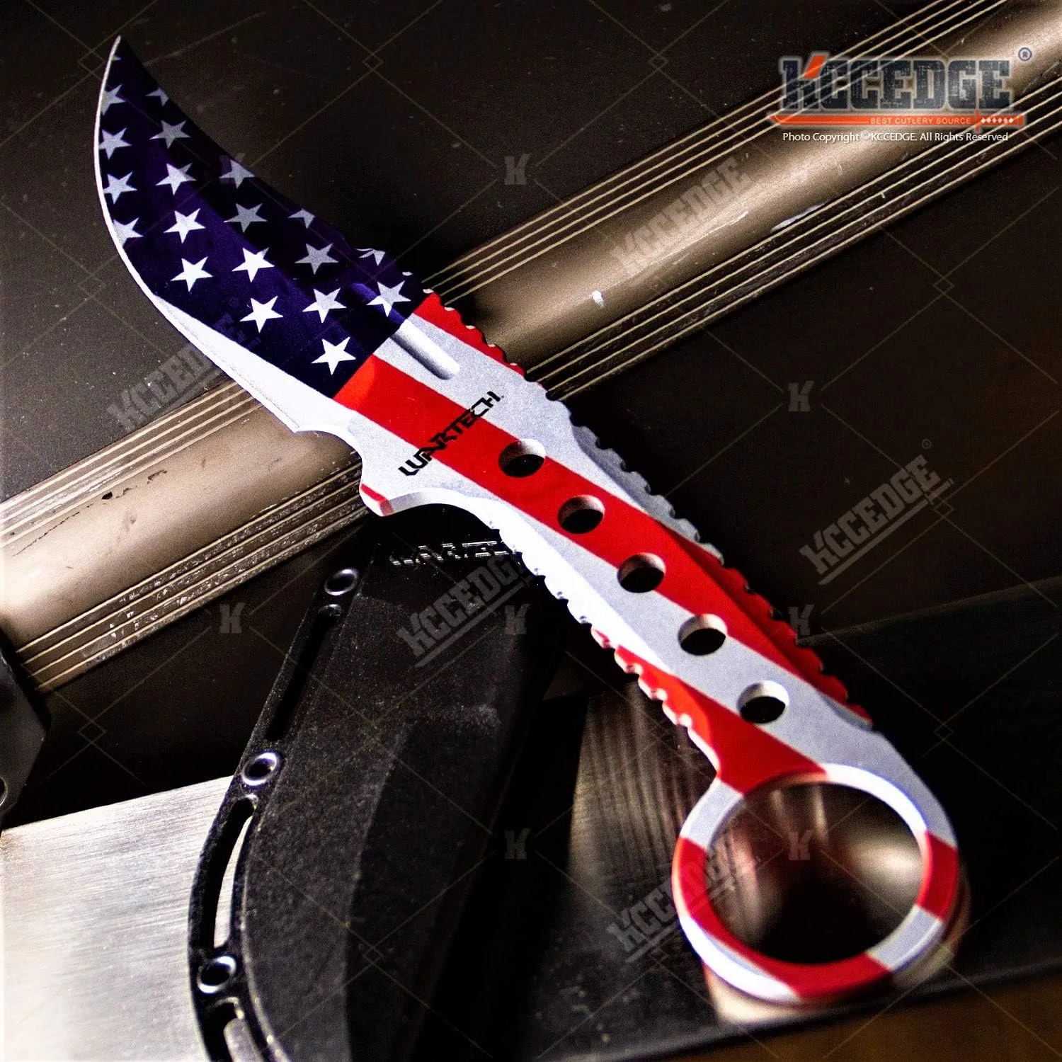 Tactical Knife Hunting Knife Survival Knife Full Tang Fixed Blade Knife Kydex Style Sheath Razor Sharp Edge Camping Accessories Camping Gear Survival Kit Survival Gear Tactical Gear 76407 (US Flag)