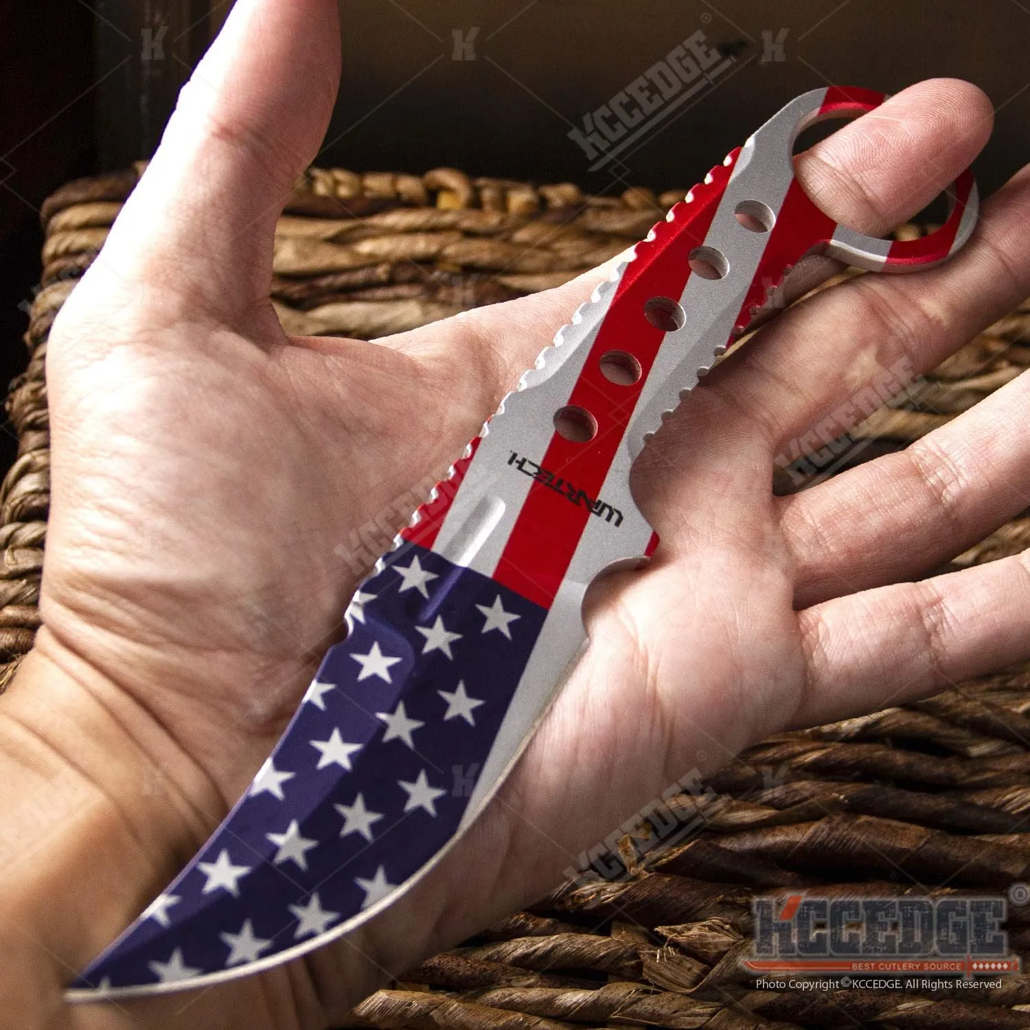 Tactical Knife Hunting Knife Survival Knife Full Tang Fixed Blade Knife Kydex Style Sheath Razor Sharp Edge Camping Accessories Camping Gear Survival Kit Survival Gear Tactical Gear 76407 (US Flag)