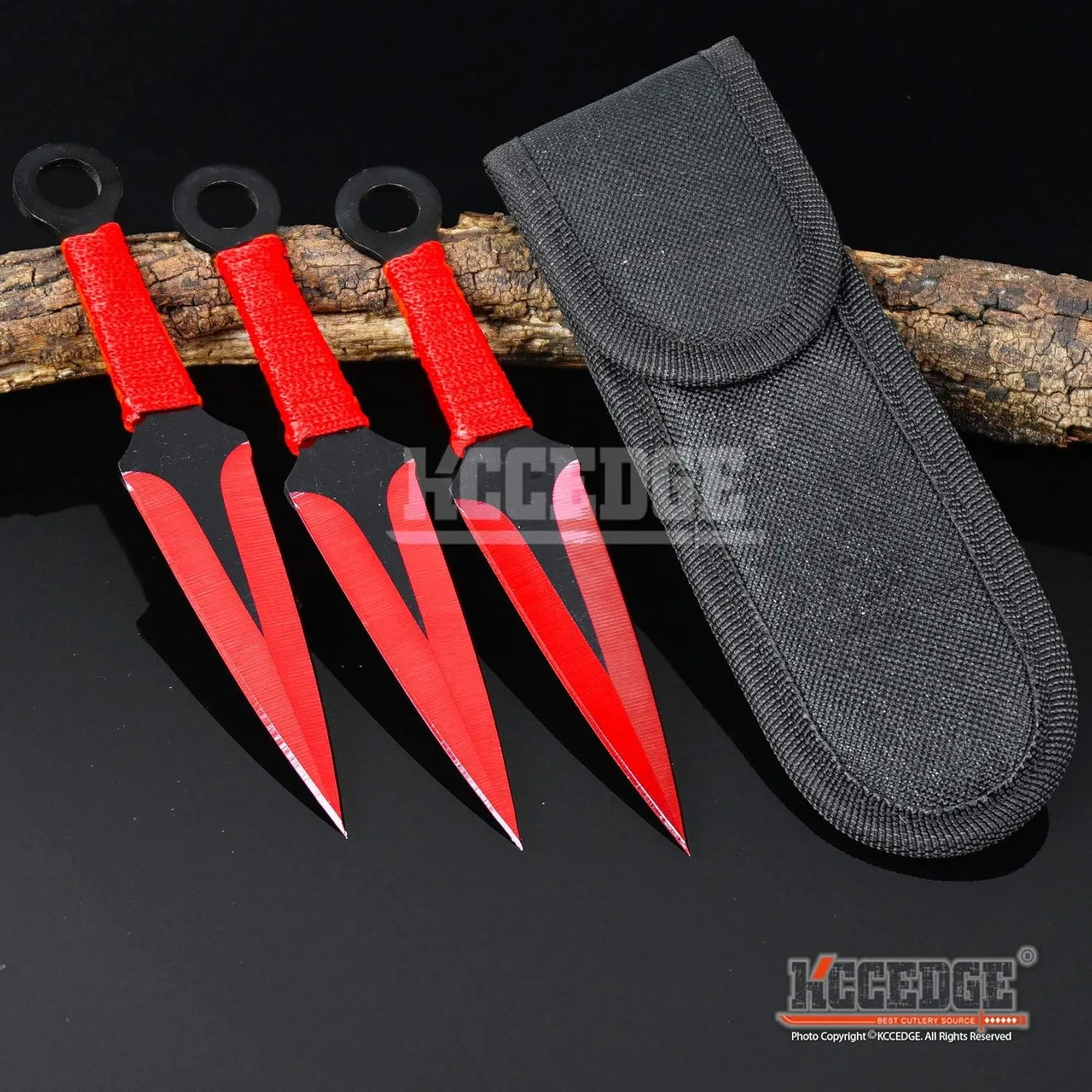 Tactical Knife Survival Knife Hunting Knife 6.75" Ninja Kunai Throwing Knives Set Fixed Blade Knife Razor Sharp Edge Camping Accessories Survival Kit Tactical Gear 73888 (Red)