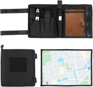 Tactical Map Organizer Pouch, Foldable Map Storage Bag with Clear Dual-Side Panel, Multi-Tool Pen Slots, Outdoor Waterproof Protector