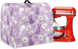 Talayituse Rabbit Paw Daisy Print Stand Mixer Cover Compatible with Kitchen Aid 4.5-5 Quart, Easter Decor Dust Cover with Handle for Coffee Maker, Waterproof Blender Appliance Organizer Bag, Small