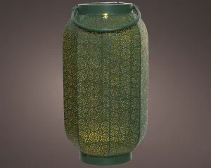 Tall Solar Lantern - Green & Gold