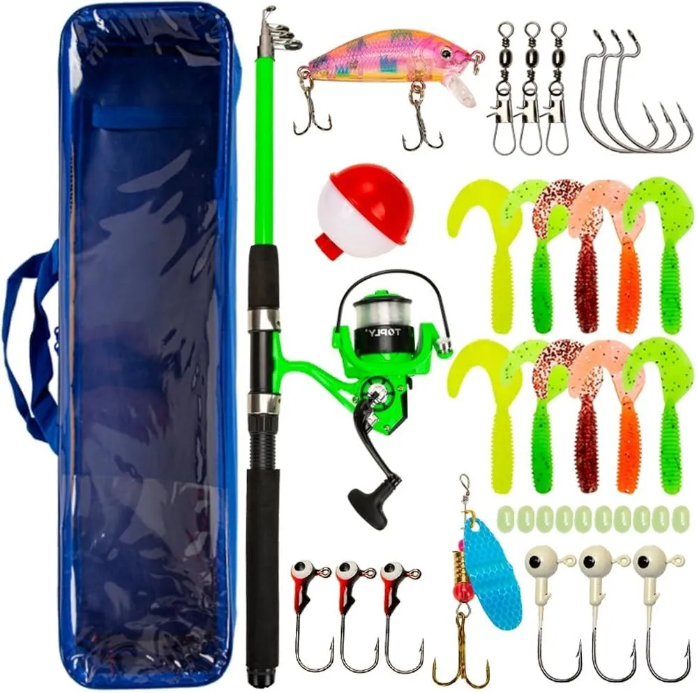 Telescopic Fishing Rod Reels Combos Sea Saltwater Freshwater Fishing Kit Compact Foldable Metal Swingarm