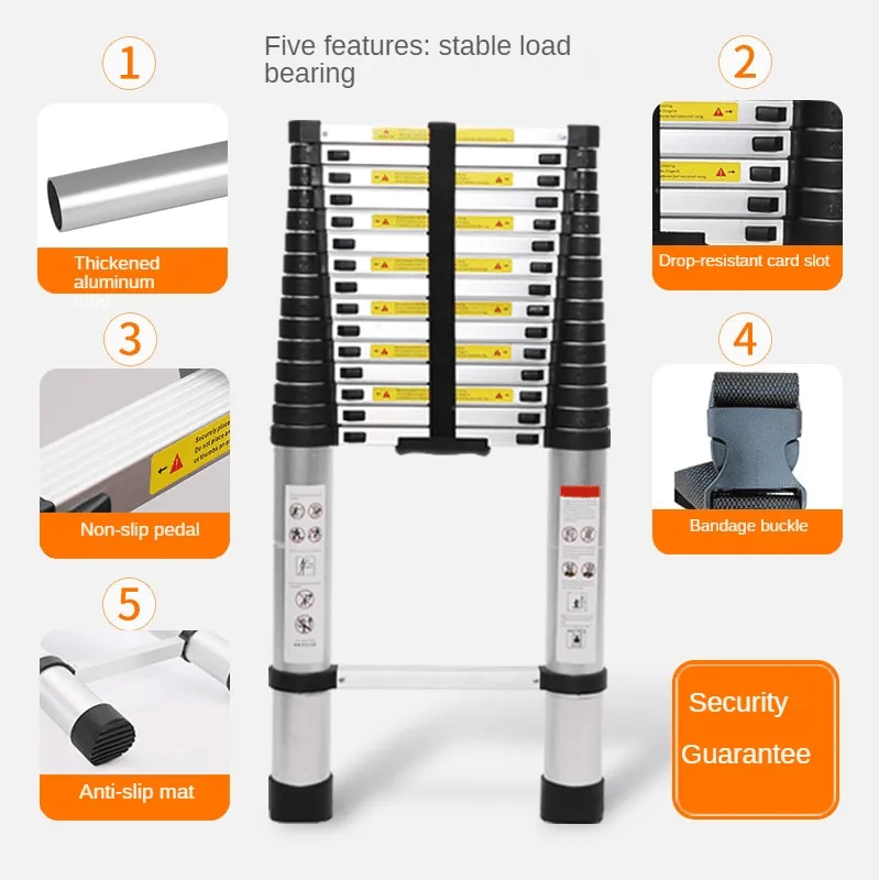 Telescopic Folding Ladder - Adjustable Non-Slip Design