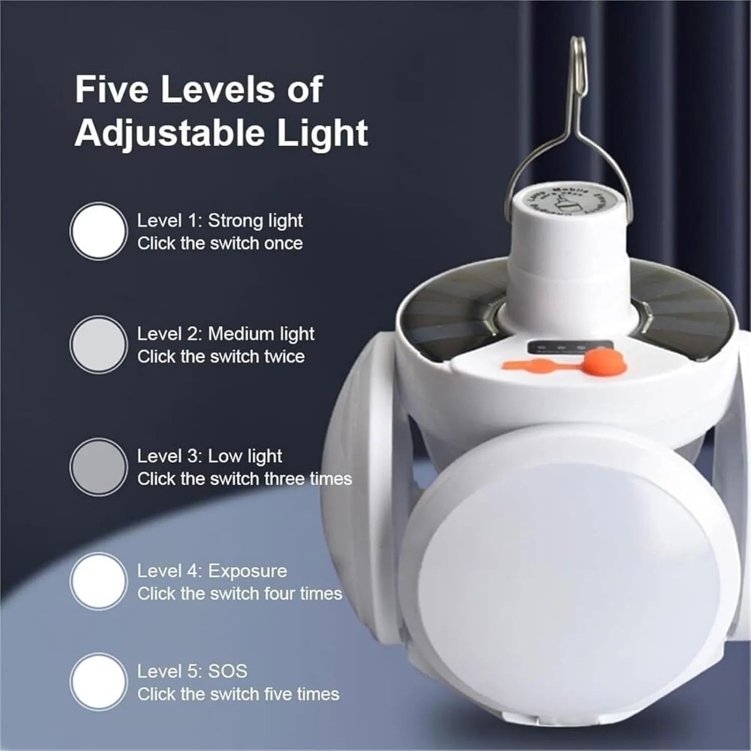 Tenddaily 2 in 1 Folding Solar Lamp, Solar & USB Charging Lantern Hanging Foldable Lamps, LED Camping Blub, Portable Light Tent Hanging Flashlight Outdoor (Gold*2)