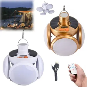 Tenddaily 2 in 1 Folding Solar Lamp, Solar & USB Charging Lantern Hanging Foldable Lamps, LED Camping Blub, Portable Light Tent Hanging Flashlight Outdoor (Mix)
