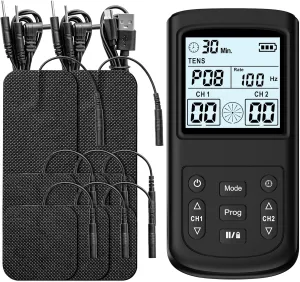 TENS Unit Muscle Stimulator 3-in-1, 36 Modes TENS EMS Massage Machine, with 8 TENS Pads Muscle Massager for Pain Relief (Black)