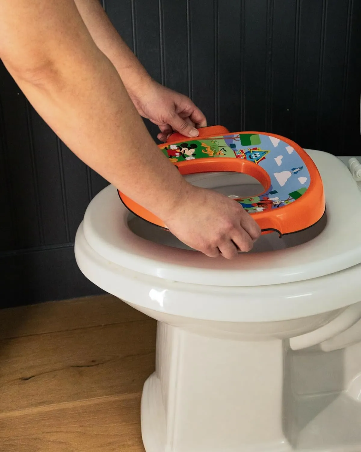 The First Years Disney Mickey Mouse Renewed Toddler Potty Seat - Made from 50% Recycled Material - Toddler Toilet Seat Attachment for Potty Training - Ages 18 Months and Up